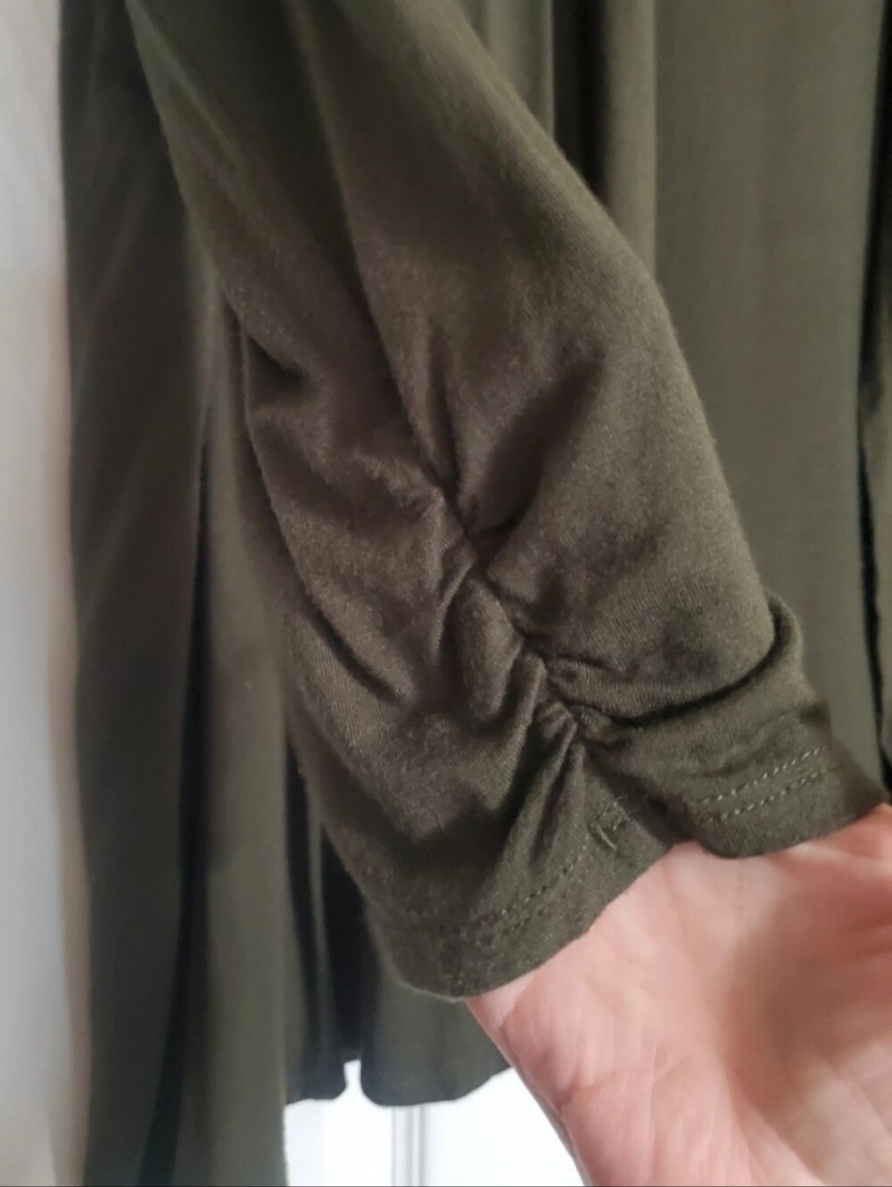 Ruched Sleeve Open-Front Cardigan - Picture 3 of 3